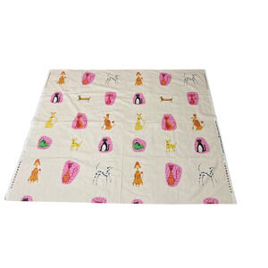 Mucky Paws UK Kitsch Retro Dog Cat Print Fabric 1 1/3 Yards by 57" Poodle Hearts